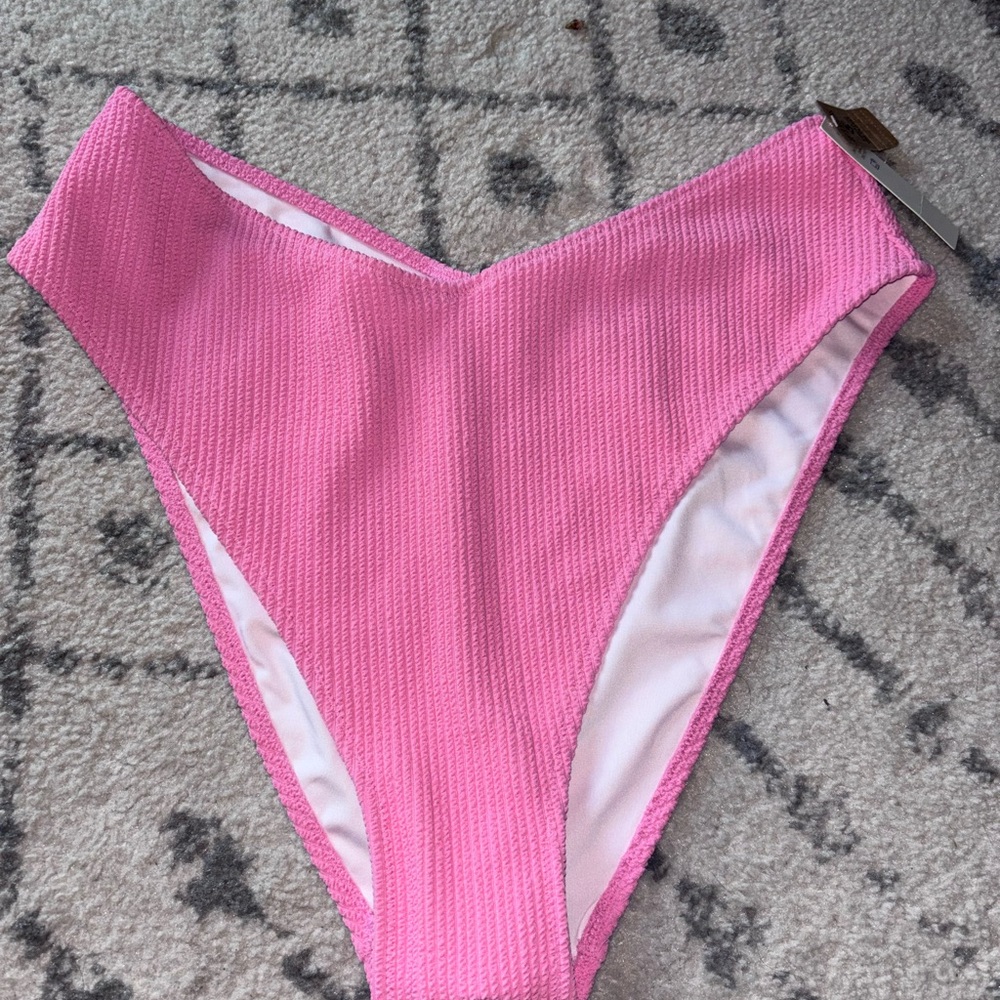 Crinkle high waist cheeky bikini bottom